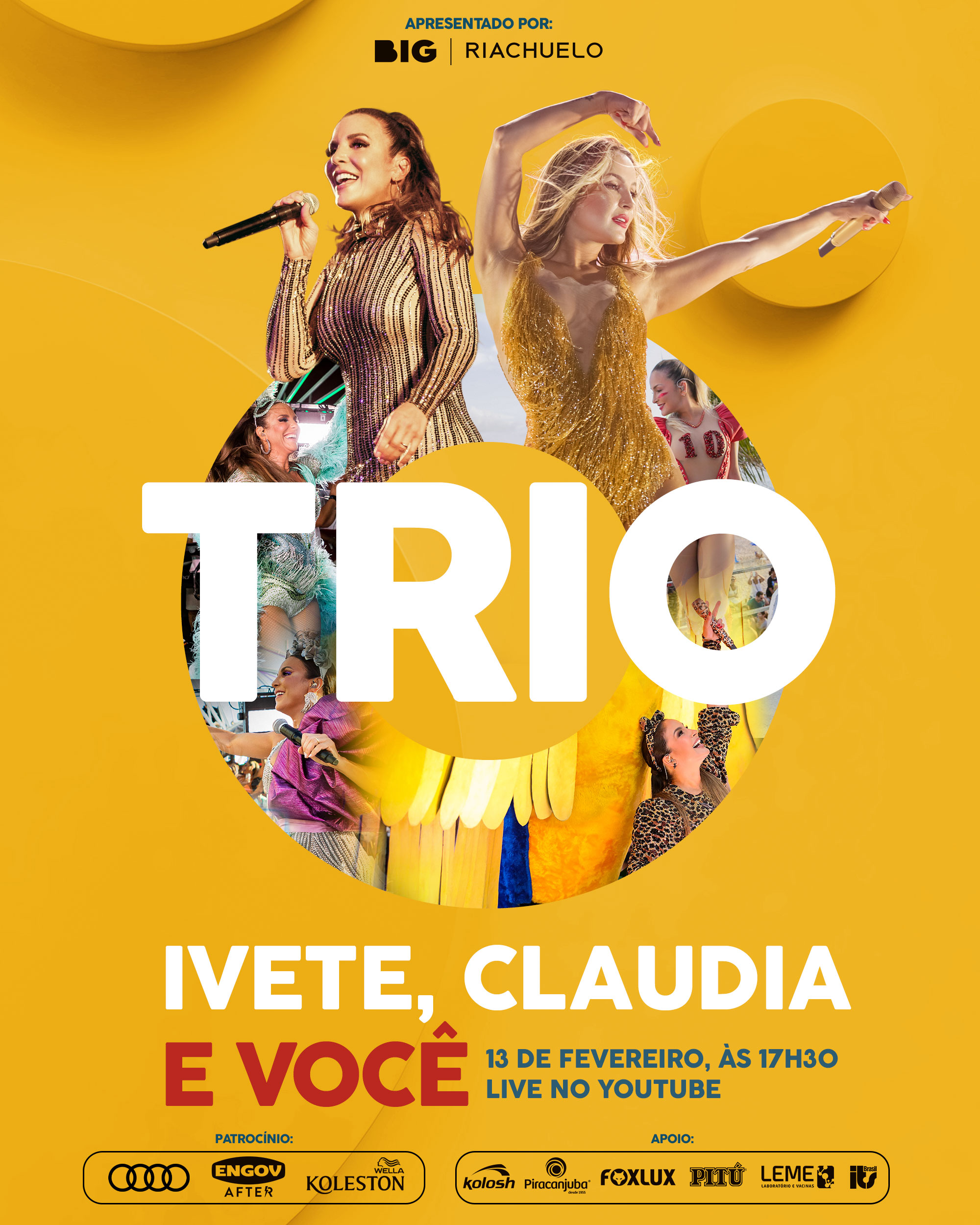 “O TRIO: Ivete, Claudia e você” | Artistas divulgam nome de live de carnaval