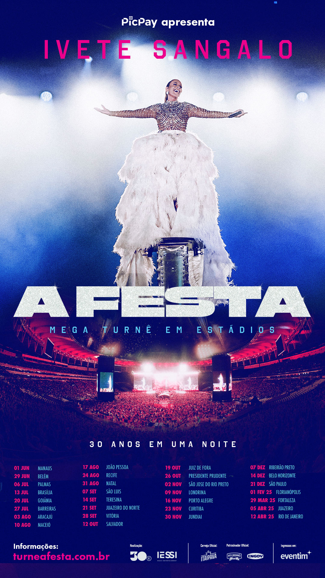Ivete Sangalo anuncia A FESTA, a mega turnê em estádios, que celebra seus 30 anos de carreira